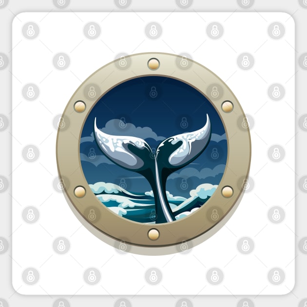whale tail in a ship window Sticker by devaleta